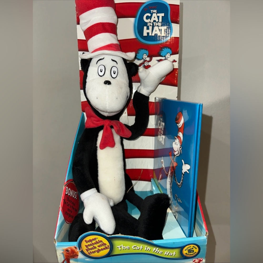 Dr Seuss The Cat in the Hat Plush w/ Movie Storybook, Official Movie Merchandise